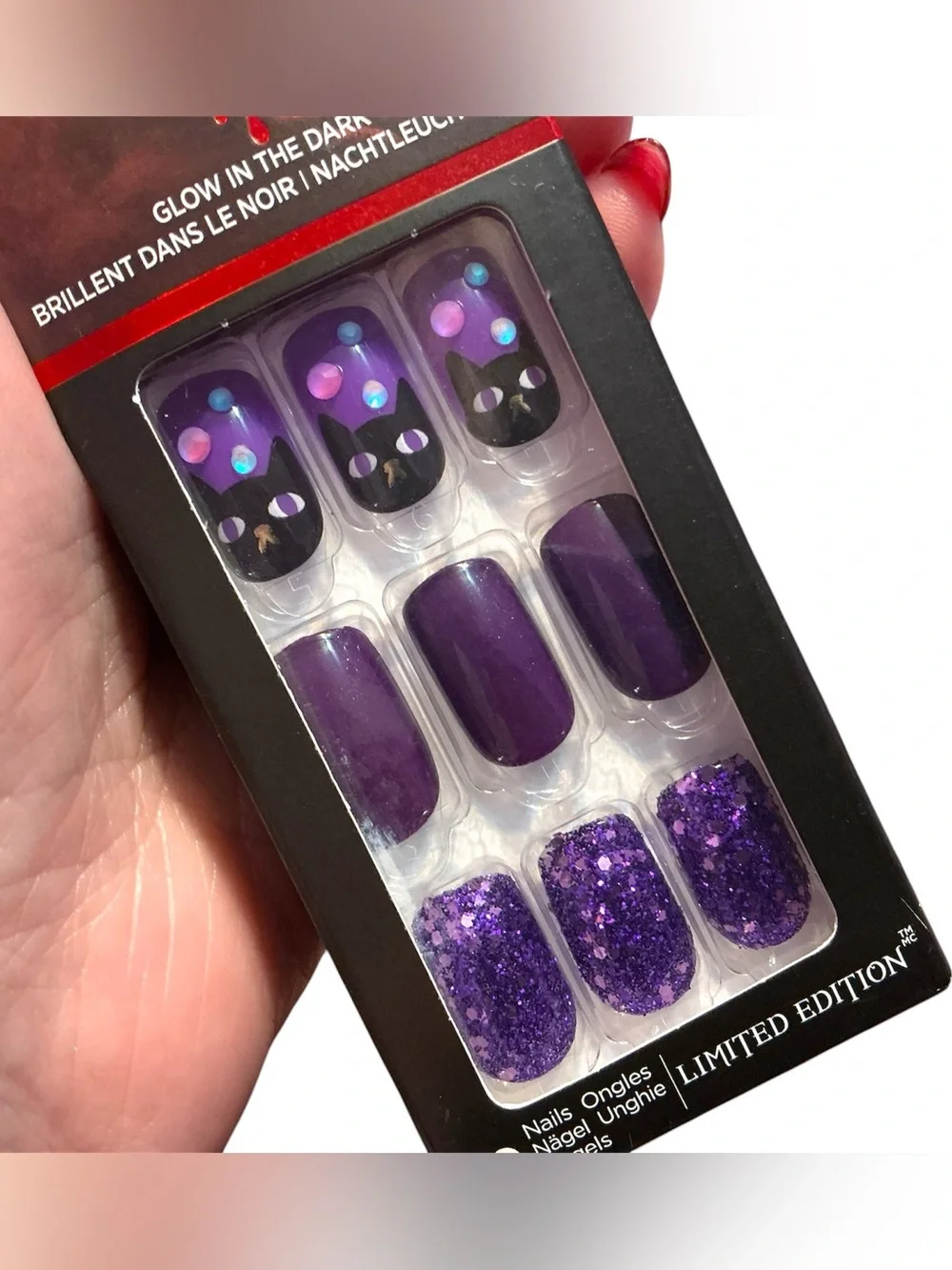 ImPRESS Spooky Purple Cat Glitter Press-On Nails